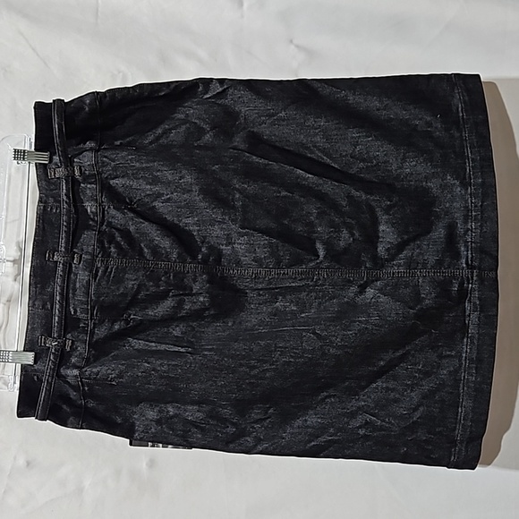 NWT, Axcess, (Liz Claiborne Co),Black Shimmery, Pleated Denim Skirt Sz 16, Belt - Picture 13 of 15
